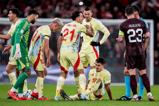 Martin Zubimendi of Spain in pain