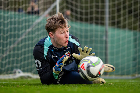 Goalkeeper Mathias Dyngeland of the Norwegian national