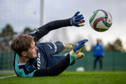 Goalkeeper Mathias Dyngeland of the Norwegian national
