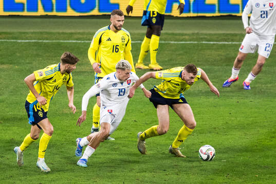 Tomas Rigo of Slovakia and Dejan Kulusevski of Sweden