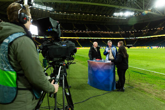 Head coach Jon Dahl Tomasson of Sweden is interviewed in