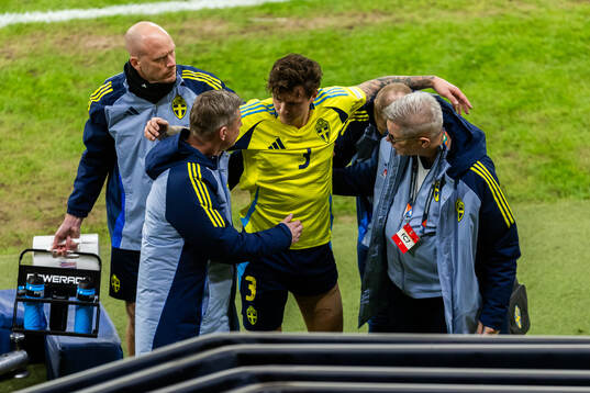 Victor Nilsson Lindelöf of Sweden leaves the field