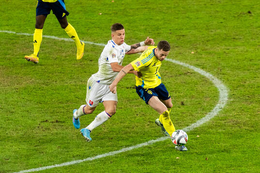 Gabriel Gudmundsson of Sweden and Tomas Suslov of Slovakia