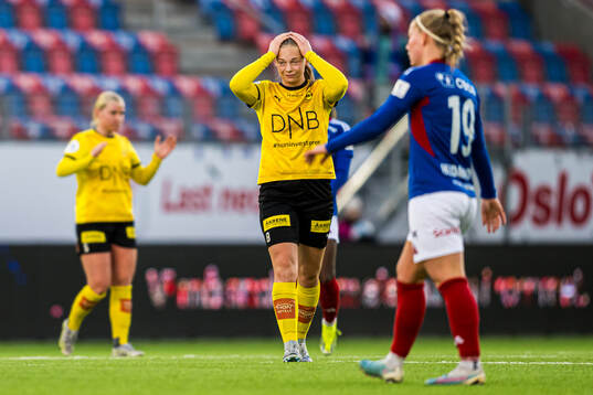 Mille Ivi Christensen of LSK Kvinner looks dejected