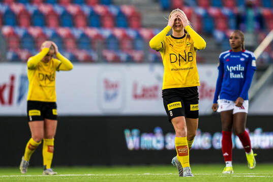 Mille Ivi Christensen of LSK Kvinner looks dejected