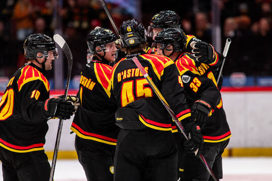Brynäs Jakob Silfverberg jublar med lagkamrater