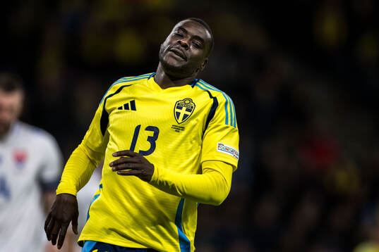 Ken Sema of Sweden looks dejected