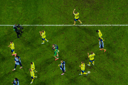 Players of Sweden celebrate