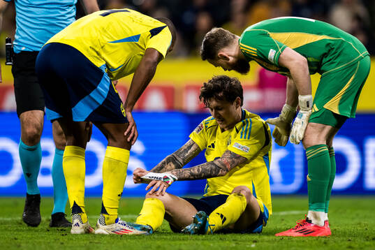 Victor Nilsson Lindelöf of Sweden in pain