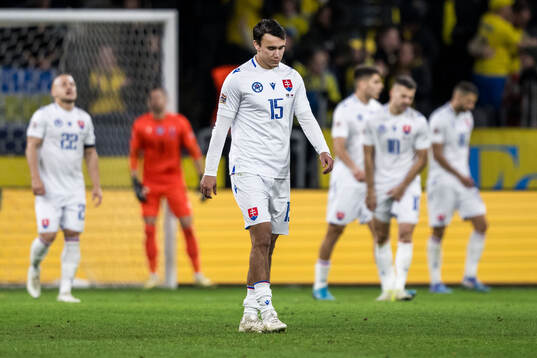 David Strelec of Slovakia looks dejected