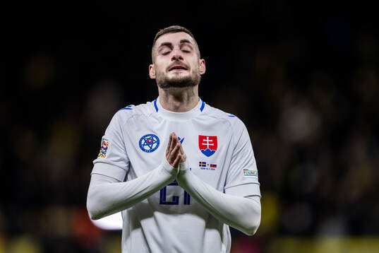 Matus Bero of Slovakia looks dejected