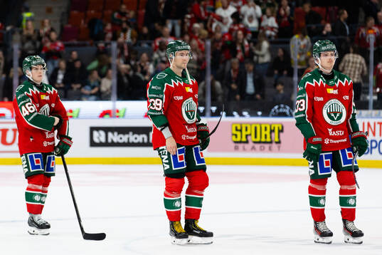 Frölundas Dominik Egli, Mikael Ruohomaa och Linus Högberg