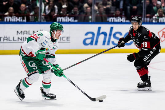 Rögles Linus Sjödin och Malmö Redhawks Jakub Galvas