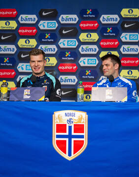 Alexander Sørloth and press officer Morten Morisbak