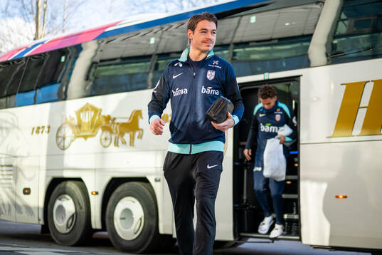Patrick Berg of the Norwegian national football team arrives