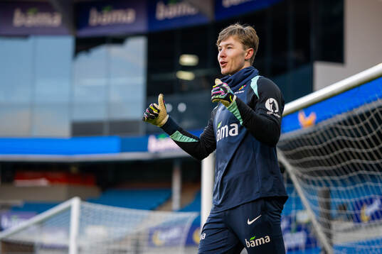 Goalkeeper Mathias Dyngeland of the Norwegian national