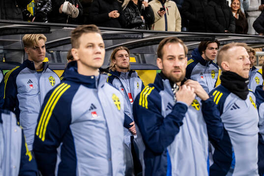Lucas Bergvall, Emil Forsberg and goalkeeper Jacob Widell