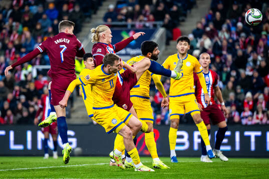 Alexander Sørloth and Erling Braut Haaland of Norway