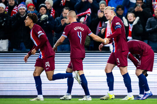 Erling Braut Haaland of Norway celebrates scoring 1-0