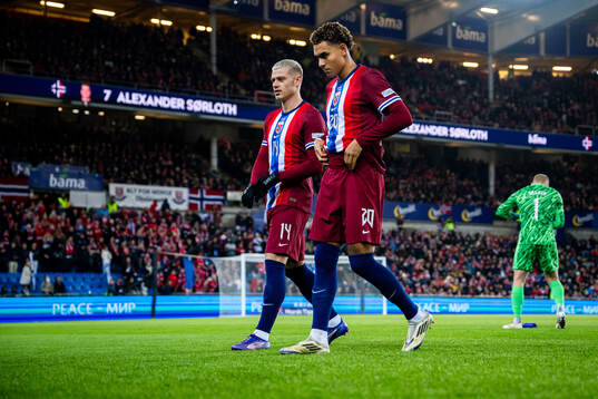 Julian Ryerson and Antonio Nusa of Norway