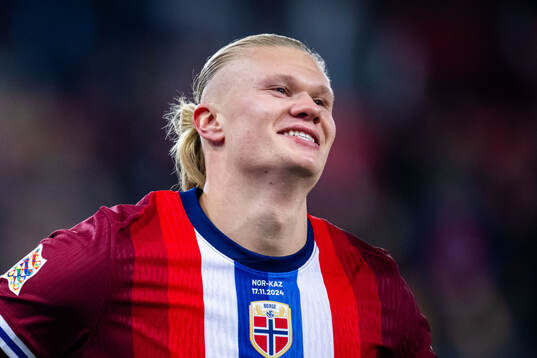 Erling Braut Haaland of Norway celebrates scoring 1-0