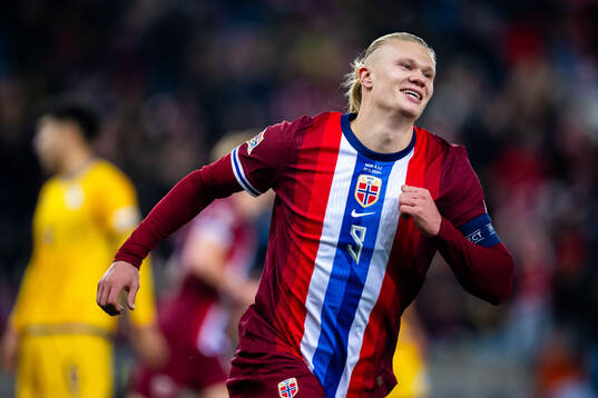 Erling Braut Haaland of Norway celebrates scoring 1-0