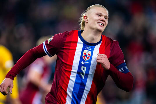 Erling Braut Haaland of Norway celebrates scoring 1-0