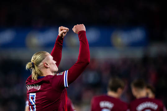 Erling Braut Haaland of Norway celebrates scoring 1-0