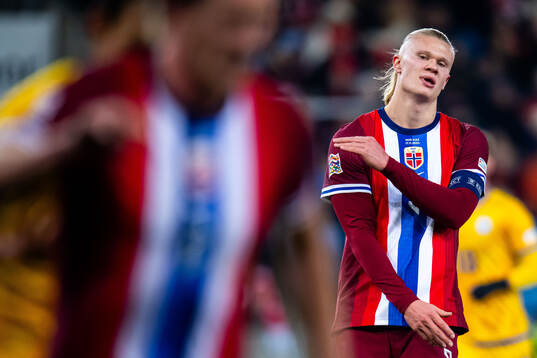 Erling Braut Haaland of Norway reacts