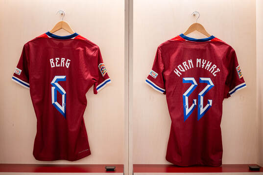 The kits of Patrick Berg and Felix Horn Myhre of Norway in