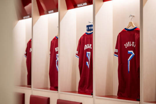 The kit of Alexander Sørloth of Norway in the dressing room