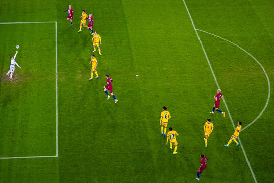 Antonio Nusa of Norway scores the 5-0 goal behind