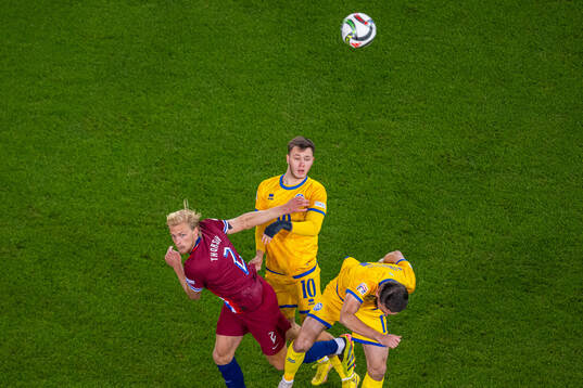 Morten Thorsby of Norway and Maxim Samorodov of Kazakhstan