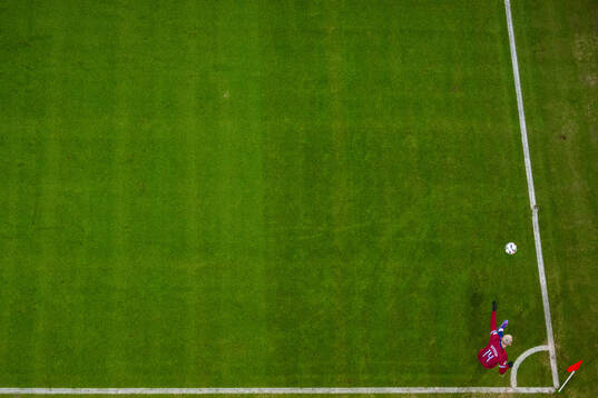 Julian Ryerson of Norway takes a corner kick