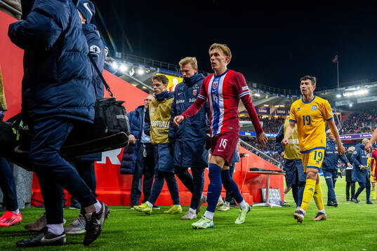 Marcus Holmgren Pedersen of Norway at half-time