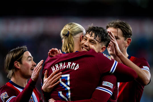 Erling Braut Haaland of Norway celebrates scoring 4-0