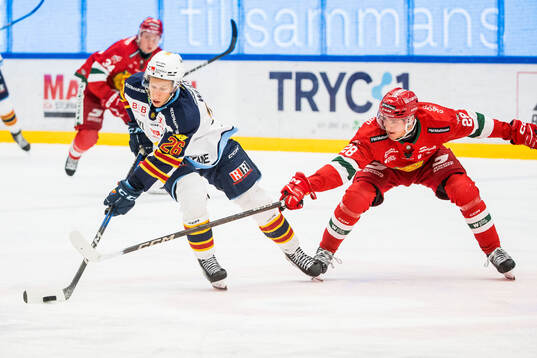 Djurgårdens Fredric Weigel och Moras Gabriel Säll