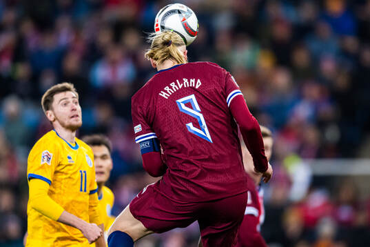 Erling Braut Haaland of Norway scores the 2-0 goal