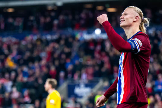 Erling Braut Haaland of Norway celebrates scoring 2-0
