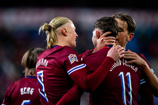 Erling Braut Haaland of Norway celebrates scoring 4-0
