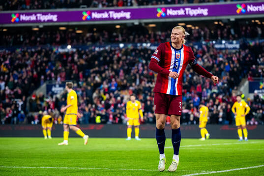 Erling Braut Haaland of Norway celebrates scoring 2-0