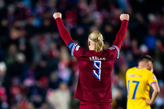 Erling Braut Haaland of Norway celebrates scoring 2-0