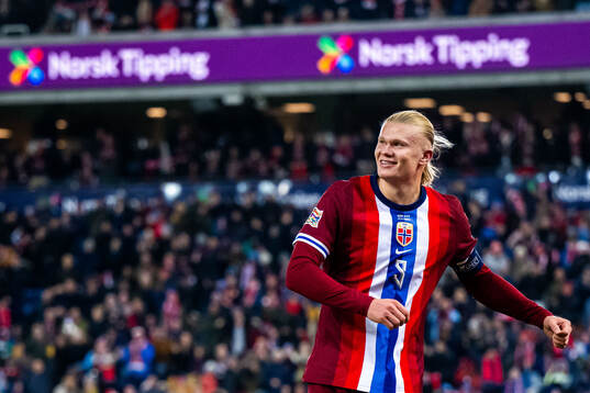 Erling Braut Haaland of Norway celebrates scoring 2-0
