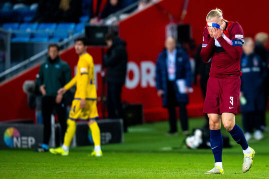 Erling Braut Haaland of Norway looks dejected