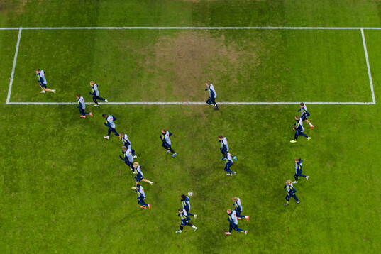Players of the Swedish men's national football team warming
