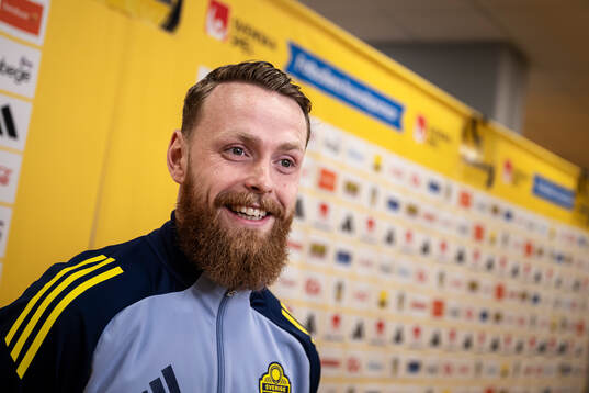 Goalkeeper Viktor Johansson of the Swedish men's national