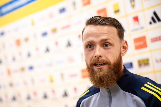 Goalkeeper Viktor Johansson of the Swedish men's national