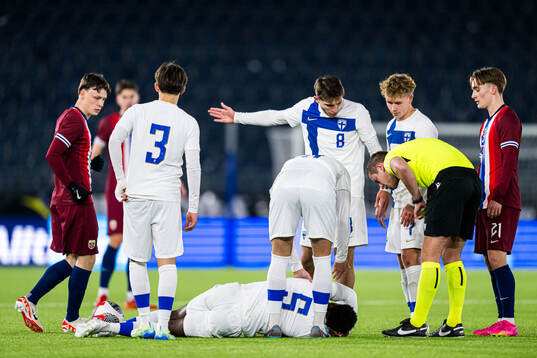 Tony Miettinen of Finland in pain