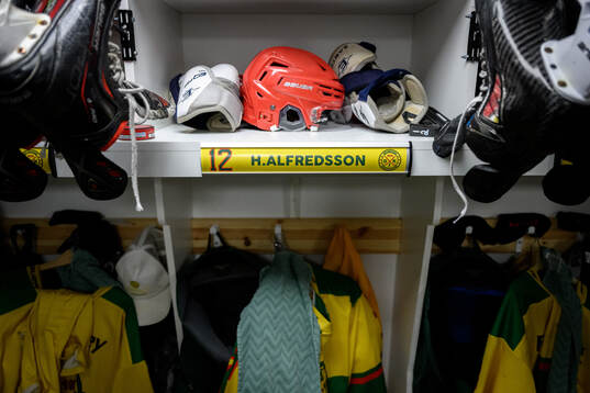 En plats tillhörande spelaren Hugo Alfredsson i Göteborgs