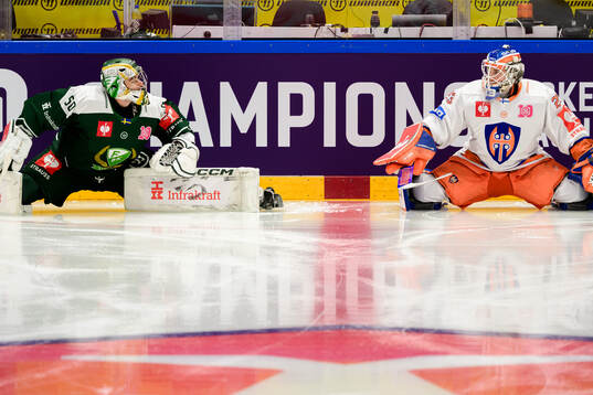 goaltender Damian Clara of Färjestad  and goaltender Paavo